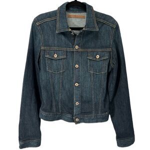 FRX Clothing Women’s Jean Jacket Size Large Made in USA Dark Blue Denim